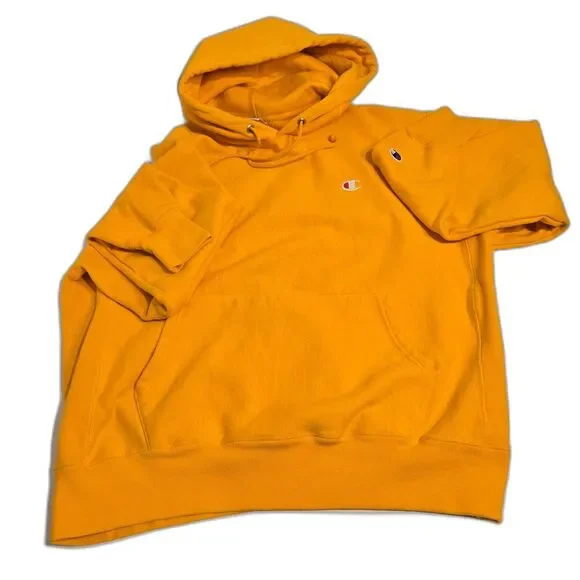 Champion Reverse Weave Hoodie C Gold Yellow Unisex Pullover Sweatshirt Large - Picture 12 of 12